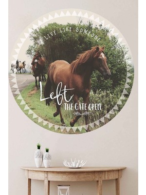 Kt Grup Yuvarlak Manzara Muhteşem Atlar Duvar Sticker