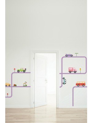Kt Grup Taşıtlar ve Yollar Kız Çocuk Odası Duvar Sticker Seti
