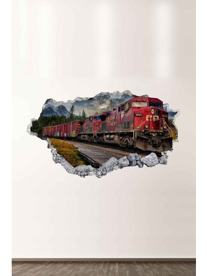 Kt Grup Muhteşem Manzara Vintage Tren 3D Duvar Sticker
