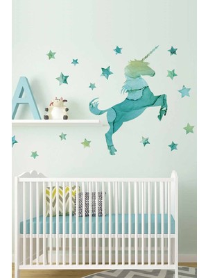 Kt Grup Muhteşem Unicorn ve Yıldızlar Dokulu Duvar Sticker
