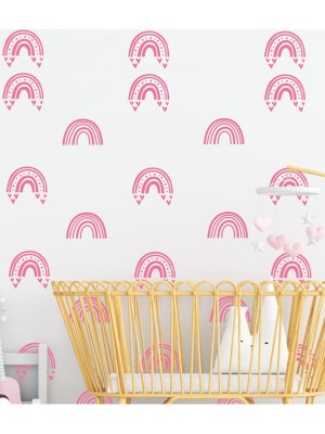 Kt Grup Kız Çocuk Odası Pembe Gökkuşağı Duvar Sticker Seti