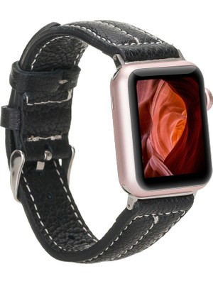 Apple Watch Uyumlu Deri Kordon 42-44-45MM Nm3-As5 Rustik Siyah
