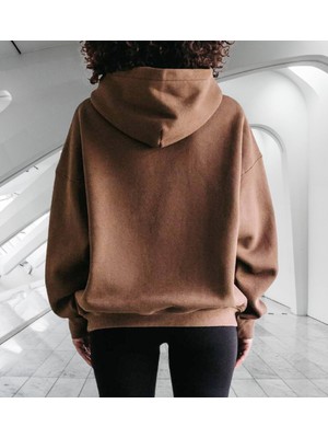 Amor Woman B.h.v.r Göğüs Baskılı Kapüşonlu 4 Iplik Çok Kalın Tam Kışlık Oversize Yeni  Stil Kadın Sweatshirt