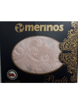 Merinos Pırıltı Çift Kişilik Embos Vizon Battaniye Pudra 220x240