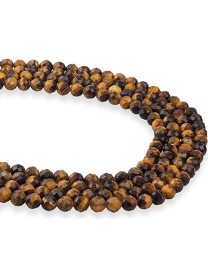 Dünya Doğal Taş 8 mm Faset Kesim Kaplan Gözü Doğal Taş Dizi