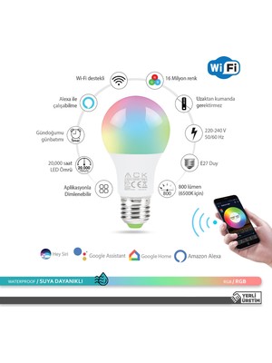 ACK 10W Wİ-Fİ AKILLI LED AMPUL