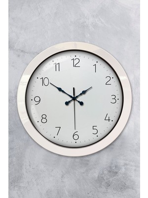 Platin Saat 36 cm Beyaz Metal Klasik Duvar Saati