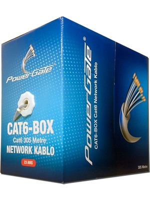 Powergate Cat6-Box-Gy 23AWG 0.57 mm Utp Cat6 Kablo Gri 305 mt