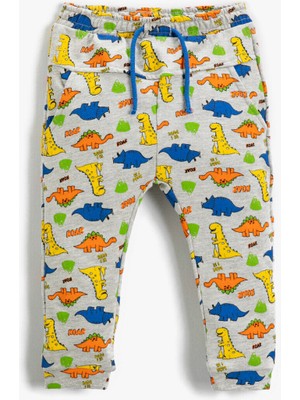 Koton Erkek Bebek Dinozor Baskılı Belden Bağlamalı Jogger Eşofman Altı