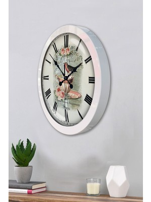 Platin Saat 36 cm Beyaz Metal Mutfak Duvar Saati