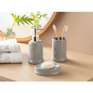 English Home Macy 3'lü Banyo Setı 7X7X18+7X7X11+11X8X3 cm Gri