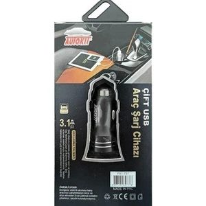 Metal Araç Şarjı 3.1 Amper Tek Başlık 2 USB Girişi