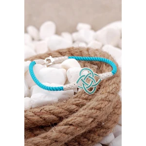 Sümer Telkari Kazaziye Işlemeli Şems Düğümü Turkuaz Ipli Gümüş Bileklik 3827