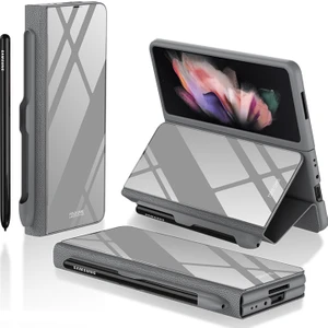 Samsung Galaxy Z Fold3 5g Gri Için Kalem Yuvası ile Cam Case Kılıf (Yurt Dışından)