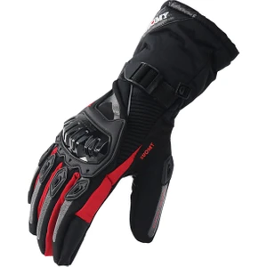 Motosiklet Eldivenleri Su Geçirmez Rüzgar Geçirmez Kış Sıcak Dokunmatik Ekran-Kırmızı-Xxl (Yurt Dışından)