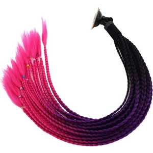 Kask Pigtails Örgüler At Kuyruğu Peruk Saç Motosiklet Motor Bisikleti Için 55 cm Siyah Gül Kırmızı (Yurt Dışından)