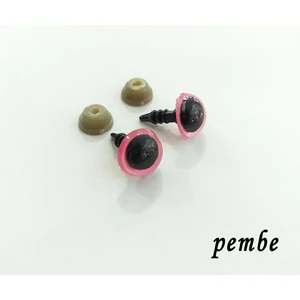 Amigurumi Vidalı Renkli Göz - Pembe - 10 mm - 20 Adet (10 Çift) Kilitli Göz