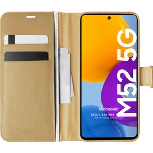 Samsung Galaxy M52 Kılıf Delux Leather Wallet Gold