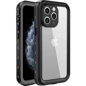 Apple iPhone 11 Pro Max Kılıf Waterproof 360 Full Body Protective Siyah