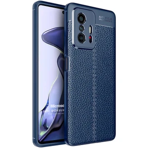 Xiaomi Mi 11T Kılıf Deri Dokulu Silikon Lacivert