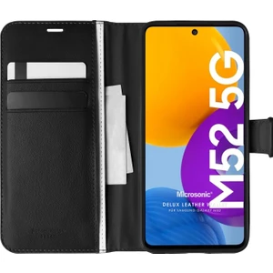 Samsung Galaxy M52 Kılıf Delux Leather Wallet Siyah