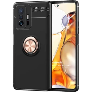 Xiaomi Mi 11T Pro Kılıf Kickstand Ring Holder Siyah Rose