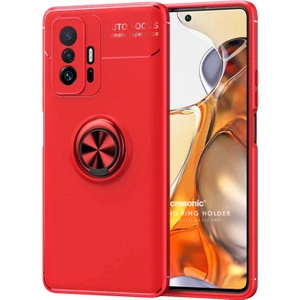 Xiaomi Mi 11T Pro Kılıf Kickstand Ring Holder Kırmızı
