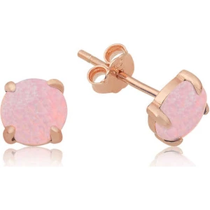 Gümüş Pembe Opal Taş Küpe