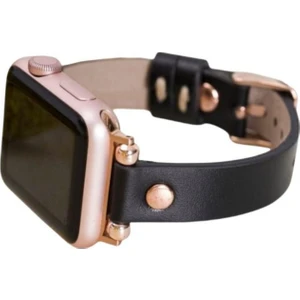 Apple Watch Uyumlu Kadın Deri Kordon Slim 38 40 41 mm Siyah