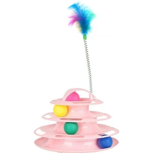 Miapet Tower of Tracks 4 Katlı Tüylü Yuvarlak Kedi Oyuncağı 24 x 13 Cm Pembe