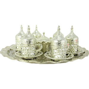 Osmanlı Bakır Fincan Takımı Gümüş Renkli (SET41260)