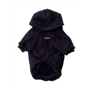 Luli Pet Peluş Kapüşonlu Siyah Kedi Köpek Sweatshirt