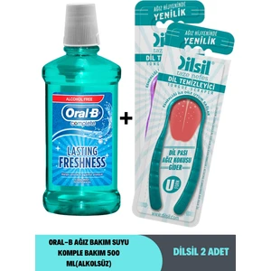 Ağız Çalkalama Suyu Cool Mınt Alkolsüz 500 Ml+Dilsil Dil Temizleyici X2 Avantaj Paketi