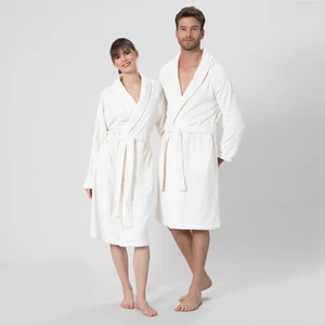 Solid Unisex Bornoz Ekru