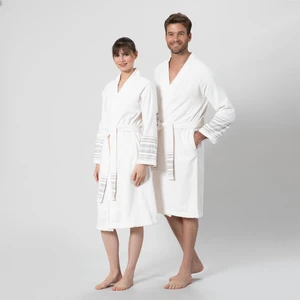 Derin Unisex Bornoz Ekru - Kum Beji