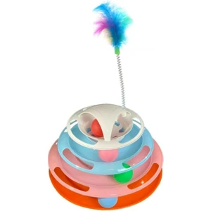 Miapet Tower Of Tracks 4 Katlı Tüylü Yuvarlak Kedi Oyuncağı 24 x 13 cm Mix