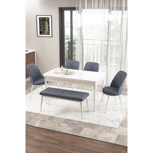 Concept Zen Serisi Bench'li, 80 x 132, Açılabilir Mdf Mutfak Masası Takımı, Beyaz Masa