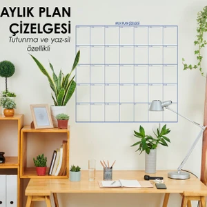 Aylık Planlayıcı Takvim Çizelgesi 100X100 cm Kağıt Tahta Doldurulabilir Silgili Tahta Kalemi Hediye