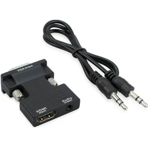 4499 Ses Destekli HDMI To VGA Monitör Çevirici Dönüştürücü Adaptör