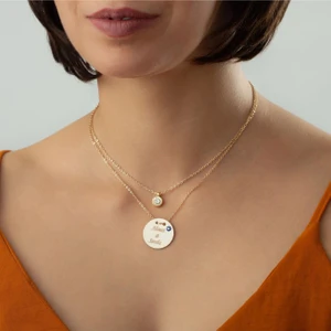 14 Ayar Altın Kaplama Isimli Kalpli Çift Kolye