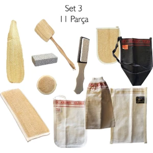 Zencefil Organik Banyo Kese Seti 11 Parça No3 Tellak Kese Kabak Lifi Kesesi Hamam Banyo Bakım Seti