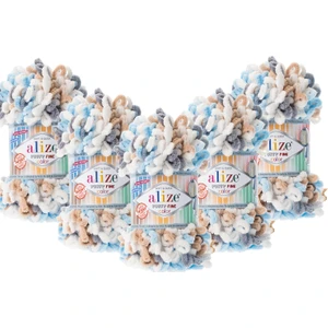 Puffy Fine Color El Örgü Ipliği 5'li Paket - 5946 Mavi - 100 Gr. 14.5 Mt. Parmak Örgü Ipi