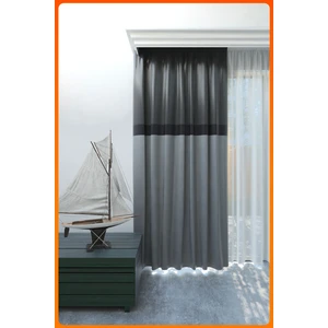 Ne Bumu Blackout Milano Ters Bordürlü Gri Antrasit Büzgülü Perde
