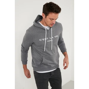 Baskılı Kapüşonlu Kanguru Cepli Sweat Erkek Sweat 568R705