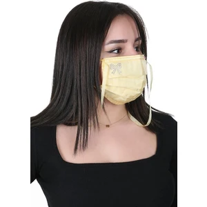 Boyundan Askılı Yıkanabilir Taşlı Maske K-4 Sarı