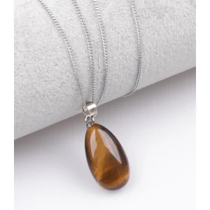 Alibaba Doğaltaş Kaplan Gözü Doğal Taş Damla Kesim Kolye