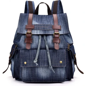 Erkek ve Kadın Kot Sırt Çantası Tek Omuzlu Haberci Gündelik Spor Öğrenci Seyahati Mavi (Yurt Dışından)