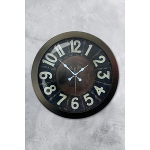 Platin Saat 36 cm Siyah Metal Retro Duvar Saati