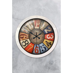 Platin Saat 36 cm Beyaz Metal Retro Duvar Saati
