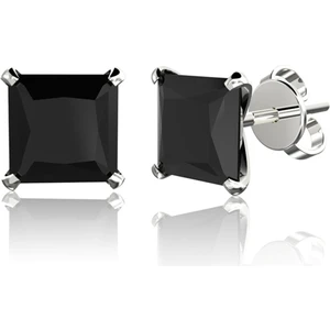 Begonia Accessories 925 Ayar Gümüş siyah tek taş küpe unisex 5mm